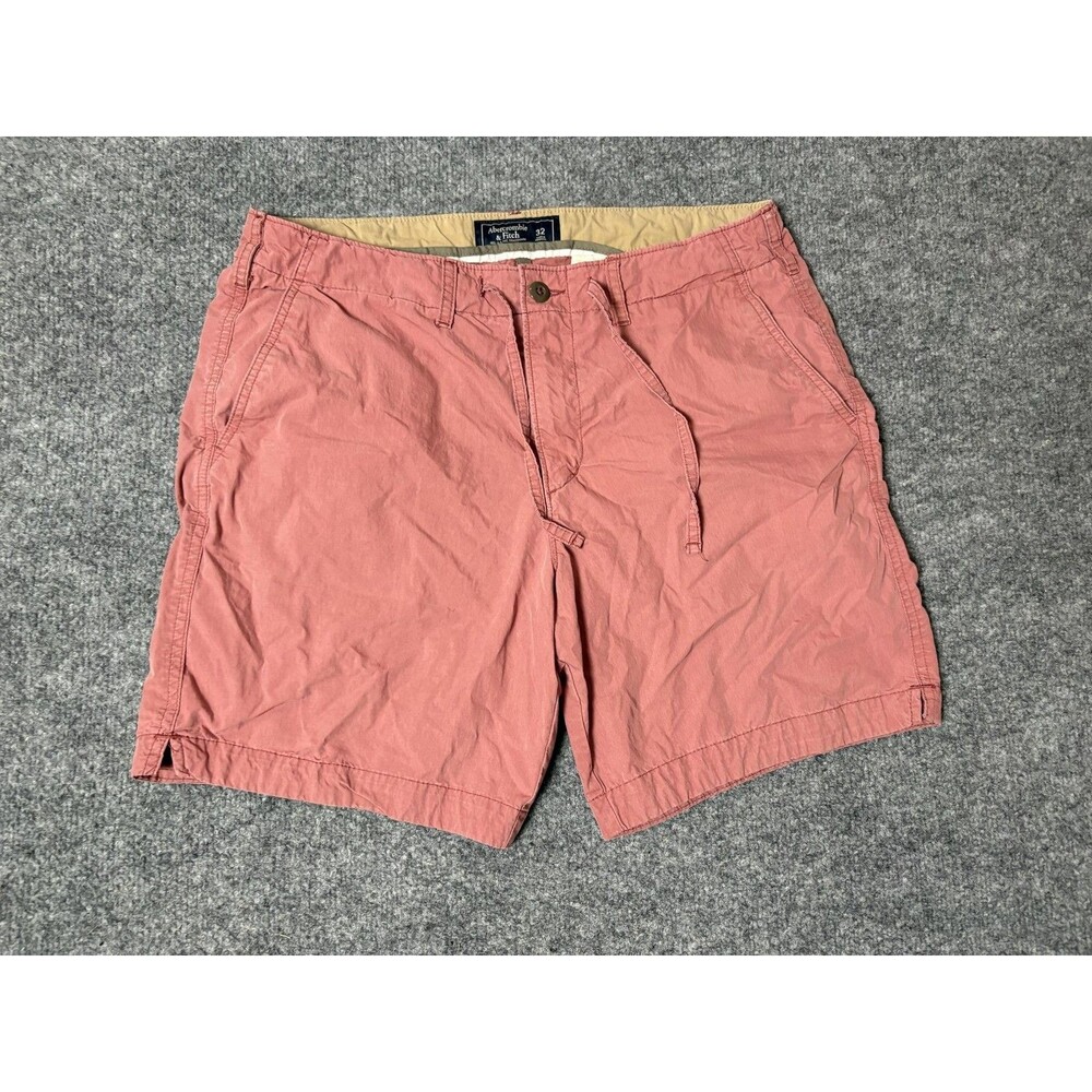 Abercrombie & Fitch Chino Shorts Mens 32 Pink Canvas 7" Inseam Casual Summer